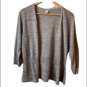 Cute beige/grey 3/4 sleeve lightweight open cardi